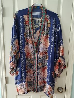 Johnny Was Blue Floral Kimono Tunic